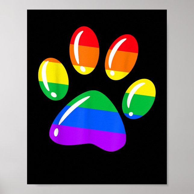 Poster Rainbow Paw Print Dog Paw LGBT Pride LGBT Suportad (Frente)