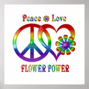 Poster Rainbow Peace Love Flower Power
