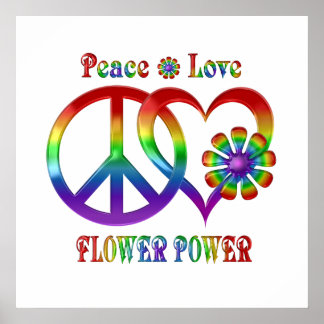 Poster Rainbow Peace Love Flower Power