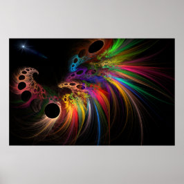 Poster Rainbow Rhino Fractal Art