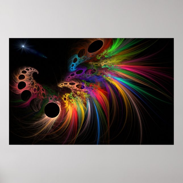 Poster Rainbow Rhino Fractal Art (Frente)