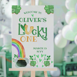 Poster Rainbow Shamrock Lucky One First Festa de aniversá