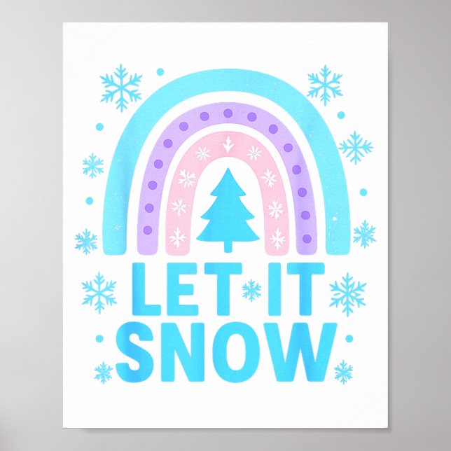 Poster Rainbow Snowflake Christmas Winter Day Suprter Let (Frente)