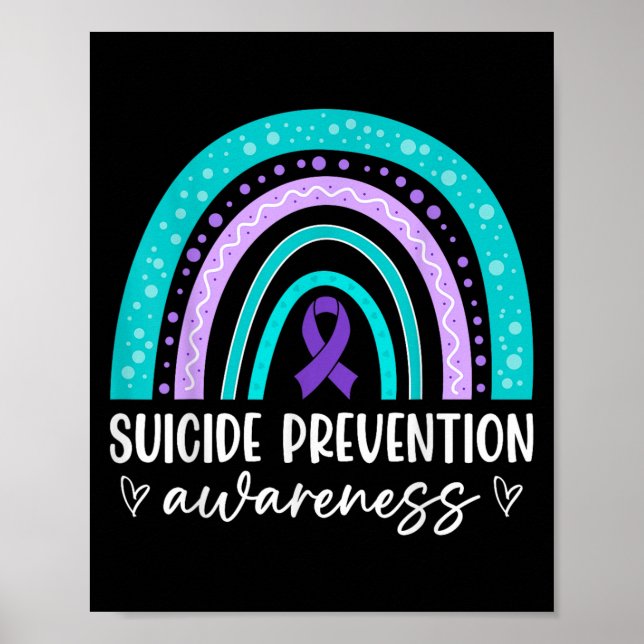 Poster Rainbow Suicide Prevention Awareness Teal &amp; Pu (Frente)