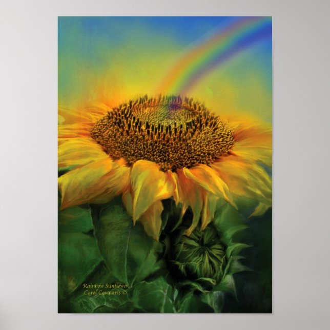 Pôster Rainbow Sunflower Art Poster/Print (Frente)