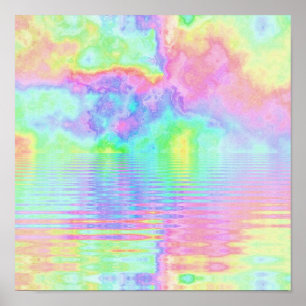 Poster Rainbow Tie Dye Clouds Pastel