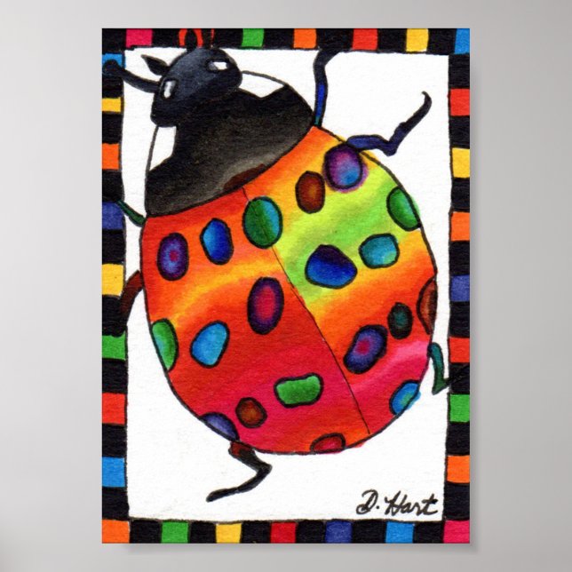 Pôster Rainbow Tie Dye Ladybug Mini Folk Art (Frente)