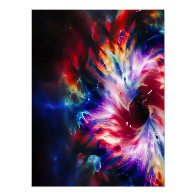 Pôster Rainbow TieDye Blackhole Galaxy Poster brilhante (Frente)