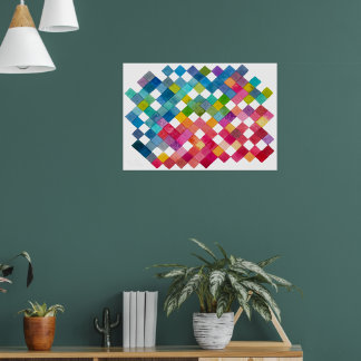 Poster Rainbow Tile Patches Watercolor Art Print