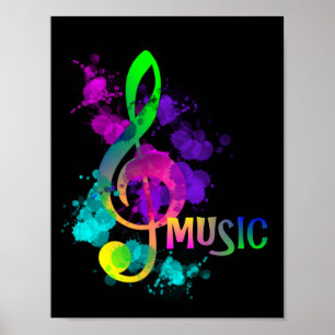 Pôster Rainbow Treble Clef Music Themed