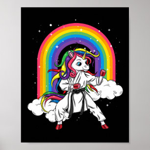 Poster Rainbow Unicorn Karate Taekwondo Mma Judo Kids Gir