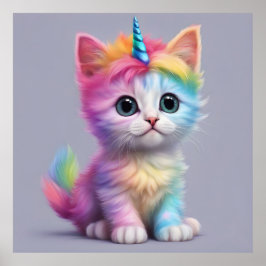 Poster Rainbow Unicorn Kitten