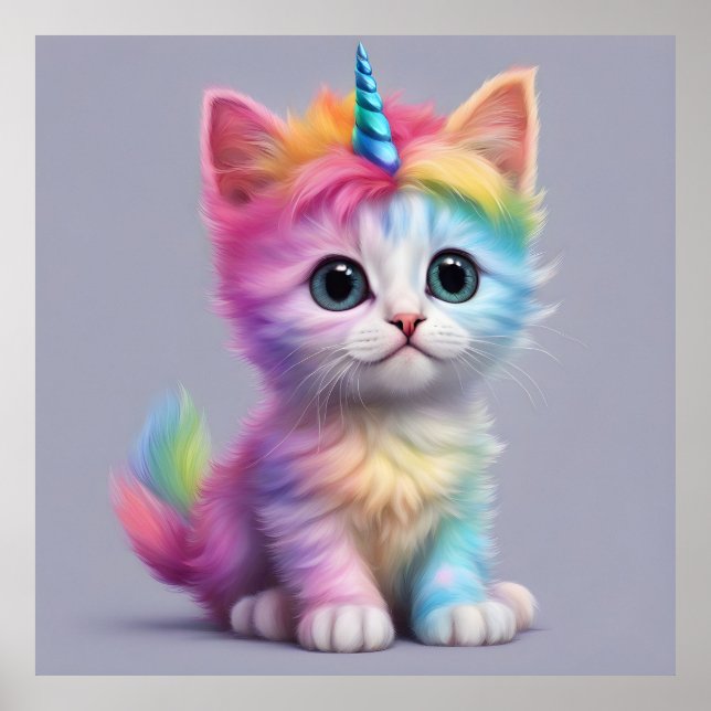 Poster Rainbow Unicorn Kitten (Frente)