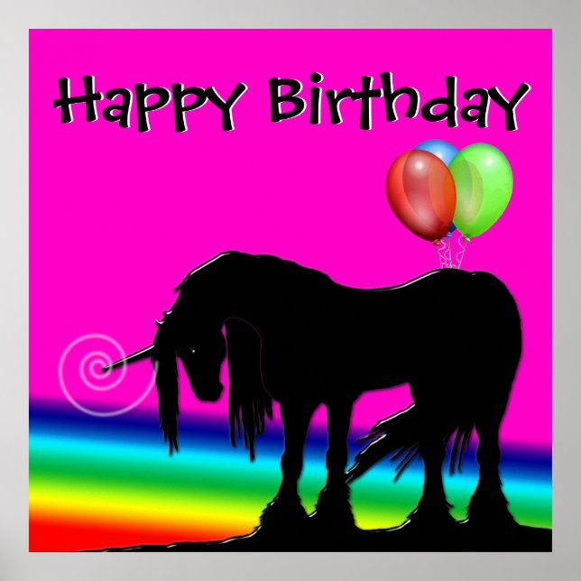 Poster Rainbow Unicorn Party (genérico) (Frente)