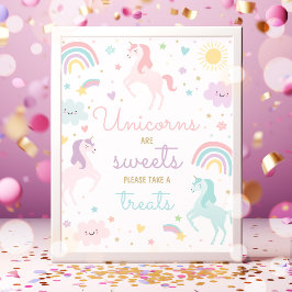 Poster Rainbow Unicorn Sweets And Treats Festa de anivers