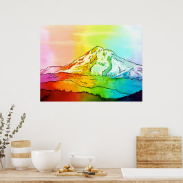 Poster Rainbow Watercolor Monte Hood