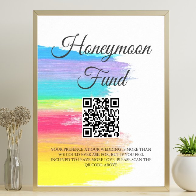 Poster Rainbow Watercolor Wedeymoon Fund QR Code (Criador carregado)