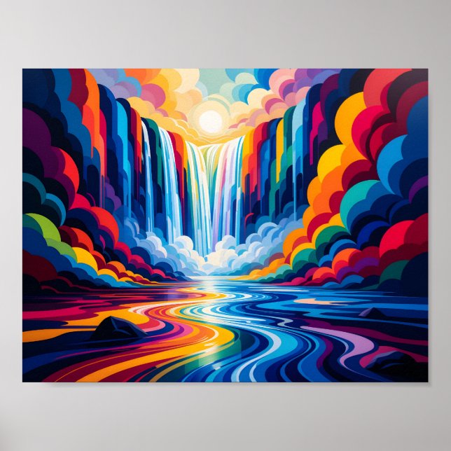 Poster Rainbow Waterfall Abstract Wall Art Print (Frente)