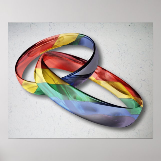 Pôster Rainbow Wedings para Igualdade de Casamento (Frente)