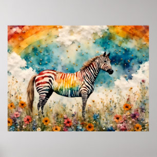 Poster Rainbow Zebra