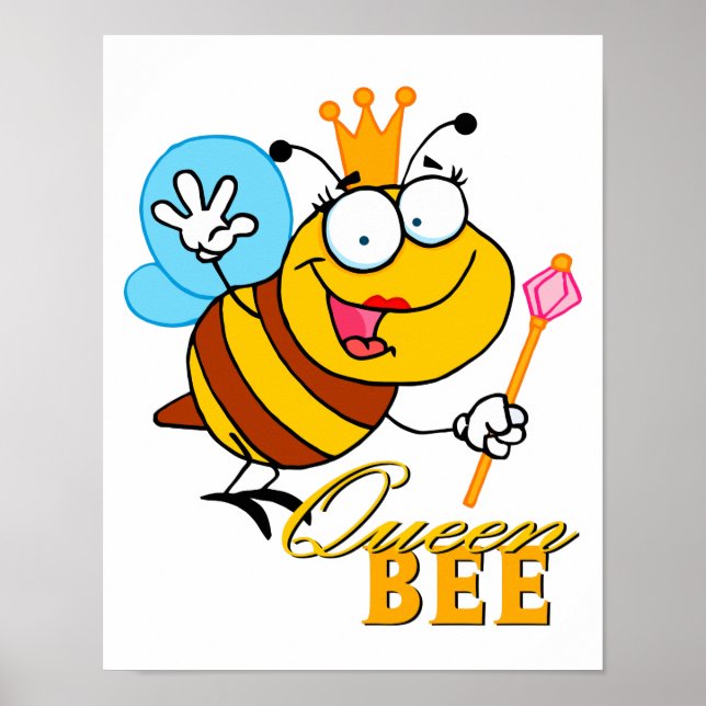 Poster rainha abelha cartoon engraçada com texto (Frente)