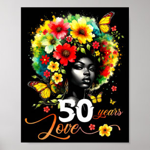 Poster Rainha Afro Preta 50 Anos de Amor Aniversário de 5