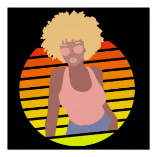 PÔSTER RAINHA AFRO RETRÔ - RAINHA AFRO AMERICANA