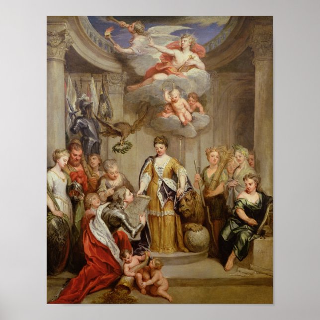 Pôster Rainha Anne apresentando planos militares de Blenh (Frente)