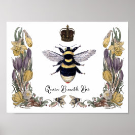 Poster Rainha Bumble Bee em Quadro Flor