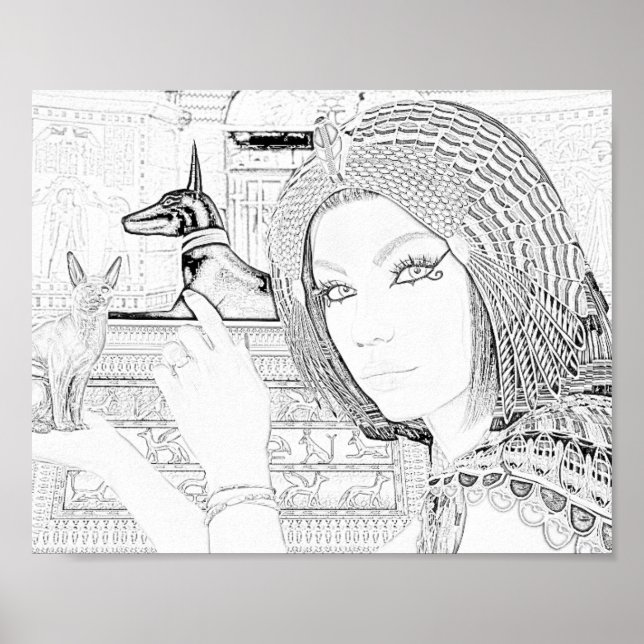 Poster Rainha com Pet Coloring Page (Frente)