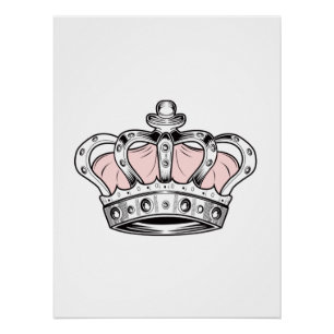 Pôster Rainha Coroa Rosa Arte Glamour Feminina Real