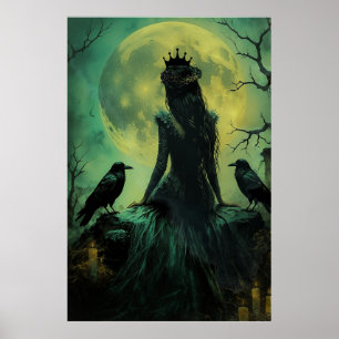 Poster Rainha Coruja Gótica Feminina Sob Luz Lunar