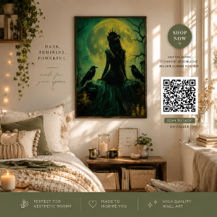 Poster Rainha Coruja Gótica Feminina Sob Luz Lunar