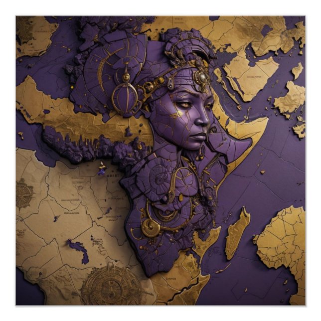 Pôster Rainha da Diáspora Dourada – Deus Afro Futurista (Frente)