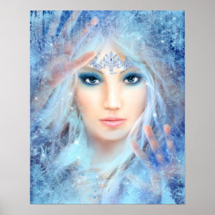 Pôster Rainha da neve. Mulher bonita do inverno. Retrato