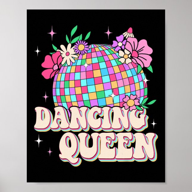 Poster Rainha Dançando Camisa Retro Dança Mãe 70 e 80 (Frente)