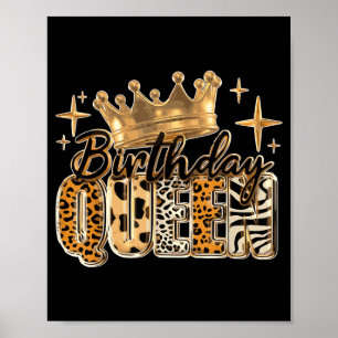 Poster Rainha de Aniversário Coroa Dourada Garotas Afro-A
