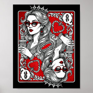 Poster Rainha De Copas Carta De Baralho Amante De Café Jo