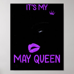 Poster Rainha de maio aniversário feliz aniversário roxo
