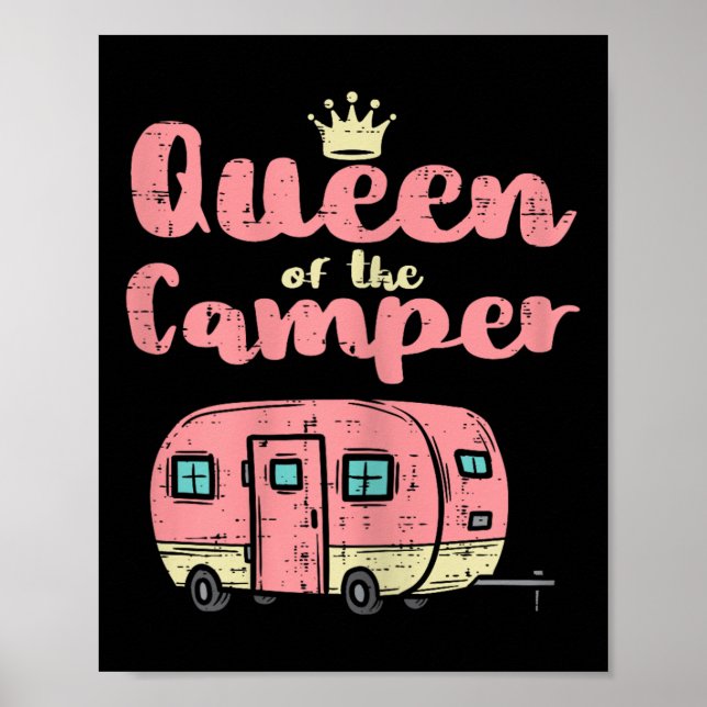 Poster Rainha Do Camper Adorável Trailer De Acampamento F (Frente)