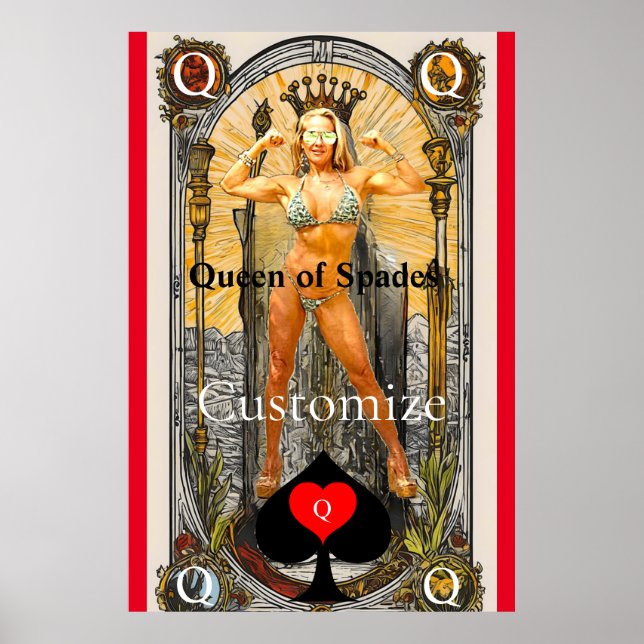 Poster Rainha do Cartão Tarot de Espadas Thunder_Cove (Frente)