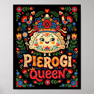 Poster Rainha do Pierogi Arte Folclórica Polonesa - Cute