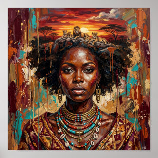 Poster Rainha do Pôr do Sol Africano, Arte de Parede de M