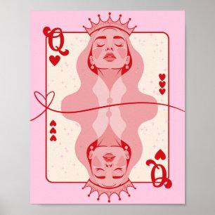 Poster Rainha dos Corações, Arte Vermelha e Rosa