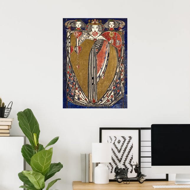 Poster Rainha dos Corações por Margaret Macdonald Mackint (Escritório em casa)