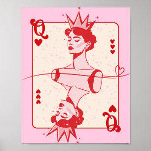 Poster Rainha dos Corações Vermelha e Rosa