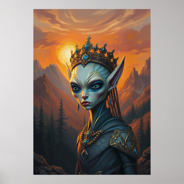 Poster Rainha Elfa Alien Celestialara - Fantasia Sombria (Frente)