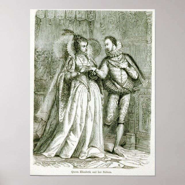 Pôster Rainha Elizabeth e seus Suitors (Frente)