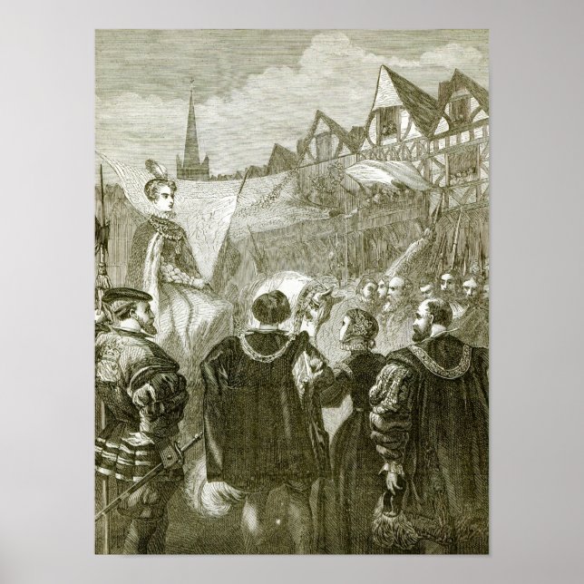 Pôster Rainha Elizabeth entrando em Londres (Frente)