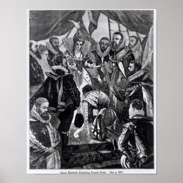 Poster Rainha Elizabeth I Conhecendo Francis Drake (Frente)